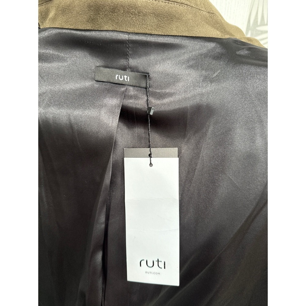 NEW Ruti The Micro Suede Classic Blazer Olive Green Single Button Size (4) 14 - Picture 3 of 10